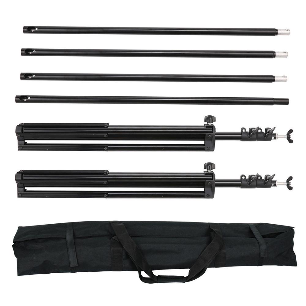 Studio Photography Backdrop Kit with 2 * 3m/6.6 * 10ft Metal Stand Bracket + 3pcs 1.6 * 3m/5.2 * 10ft Backdrops