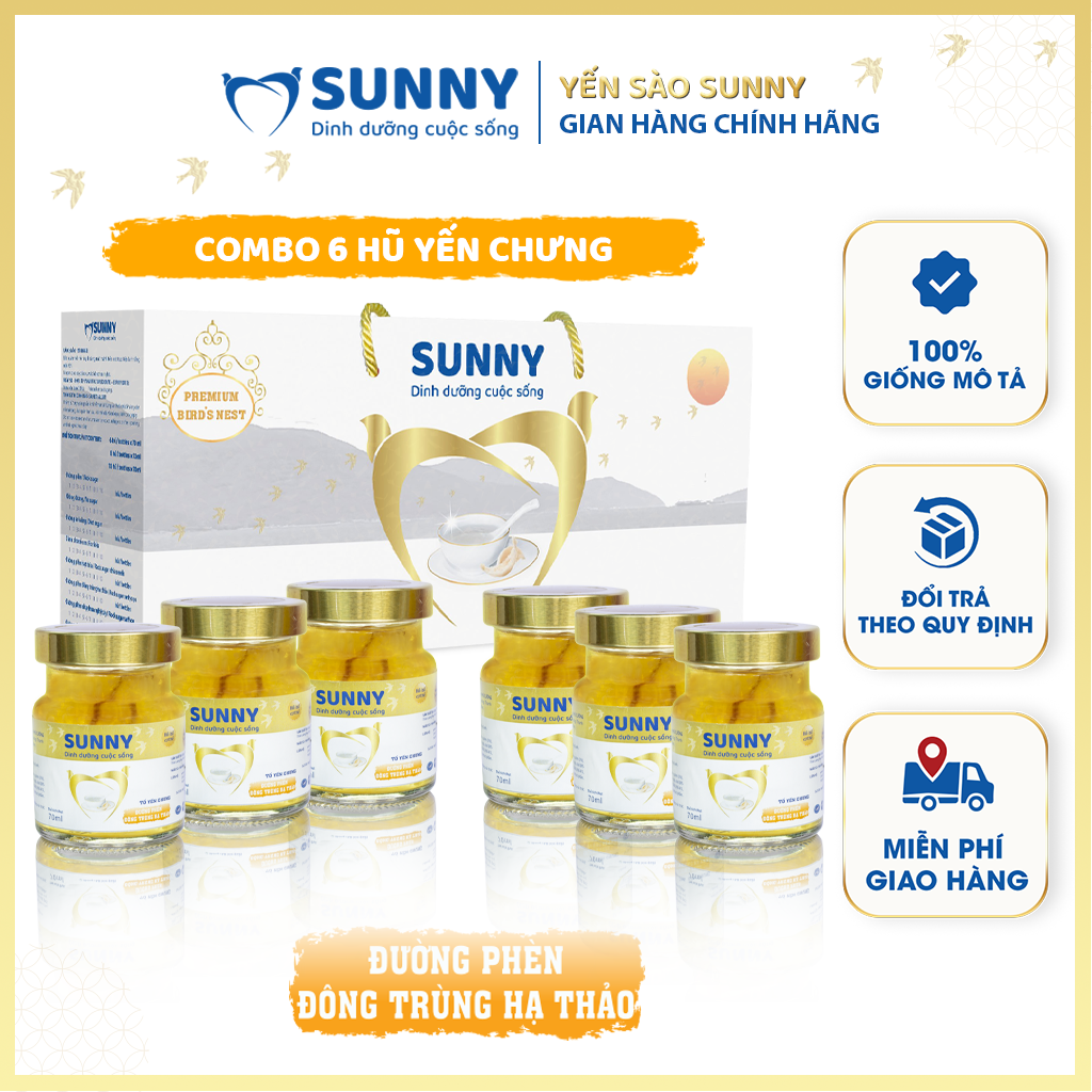 Yến đông trùng hạ thảo - Yến Sào Khánh Hòa chưng sẳn - 25% Yến thô - 70ml/hũ - Yến sào SUNNY