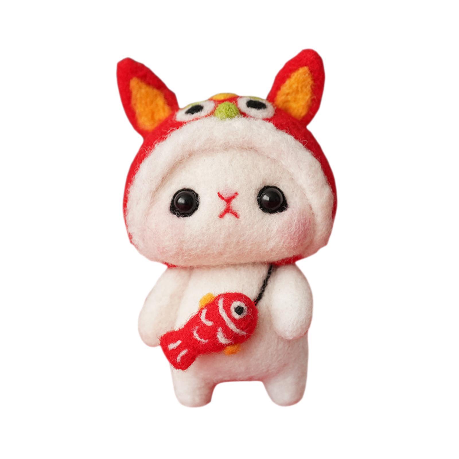 Bunny Felting Kit with Tools Animal Doll Keychain Gift for Holiday