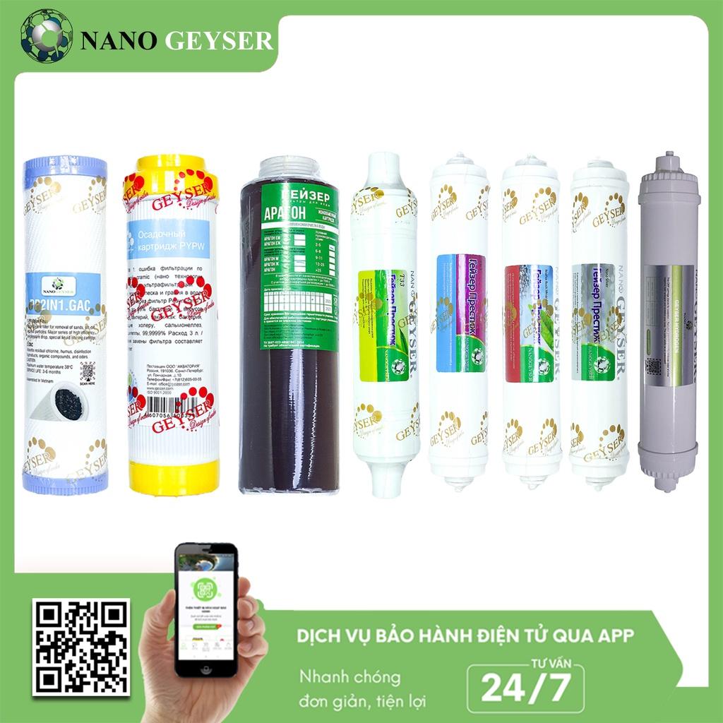 Bộ 8 lõi lọc nước dùng cho các dòng máy NANO, Nano Geyser Eco, Ecotar, TK,... - Hàng Chính Hãng