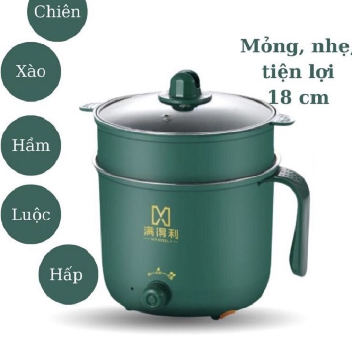 Nồi Lẩu Mini Shanban Vân Đá Chống Dính, Ca Nấu Mì 3 Lớp Cách Nhiệt