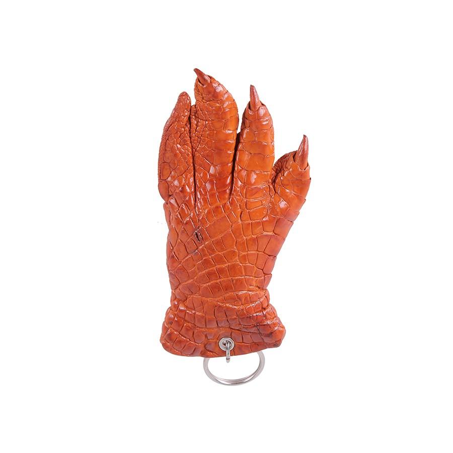 Móc khóa da cá sấu Huy Hoàng nguyên màu vàng bò-HT8274