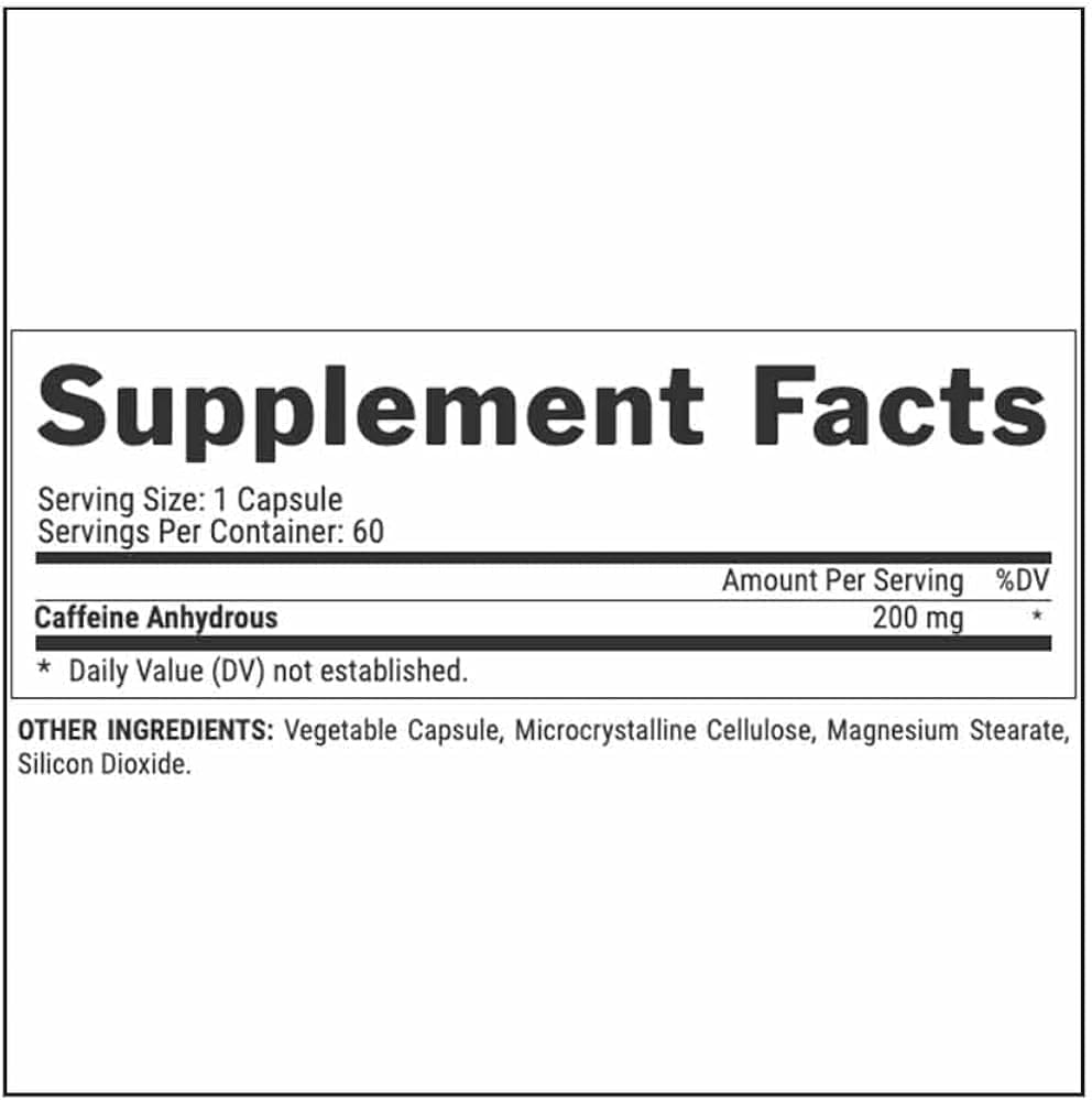 Nutrex Caffeine 200mg (60 Viên) - Viên uống giúp tỉnh táo tập trung tinh thần trong lúc tập luyện của Mỹ