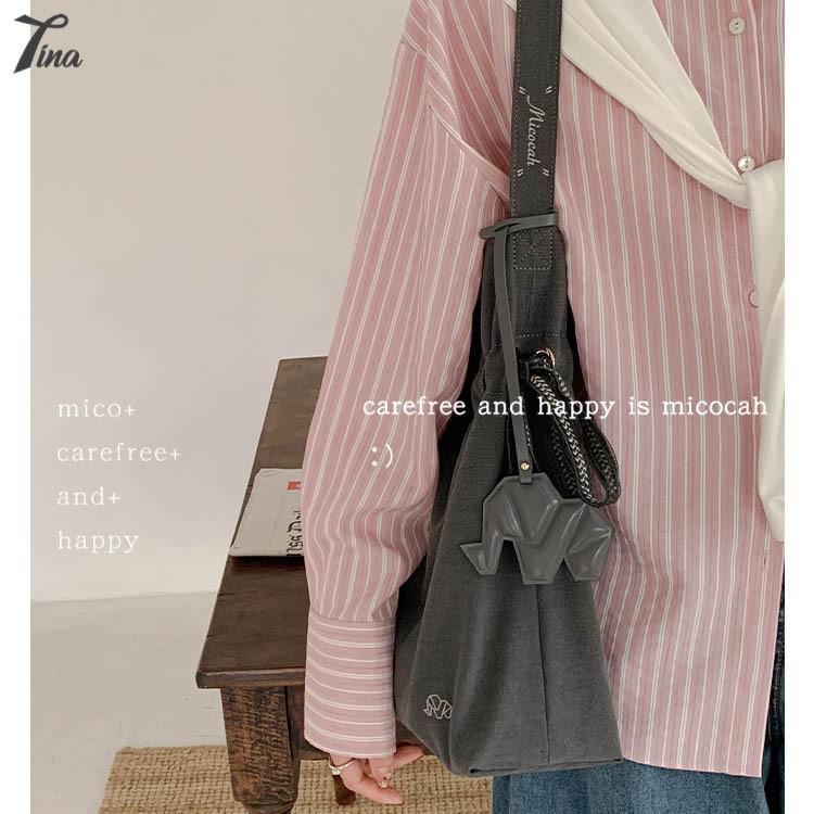 Túi tote đeo vai Micocah 2021 thiết kế dây rút, vải thêu hoa (FSF518) (M428)