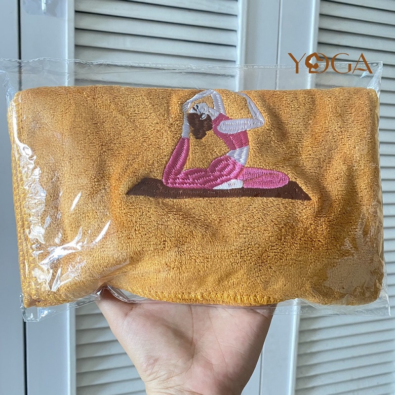 Khăn lau mồ hôi tập Yoga , kích thước 110cm x 25cm khăn thêu vải cotton cao cấp pha nhung mềm mại thấm hút mồ hôi, sử dụng trong các ngoại khoá ngoài trời , gym , thể thao , yoga