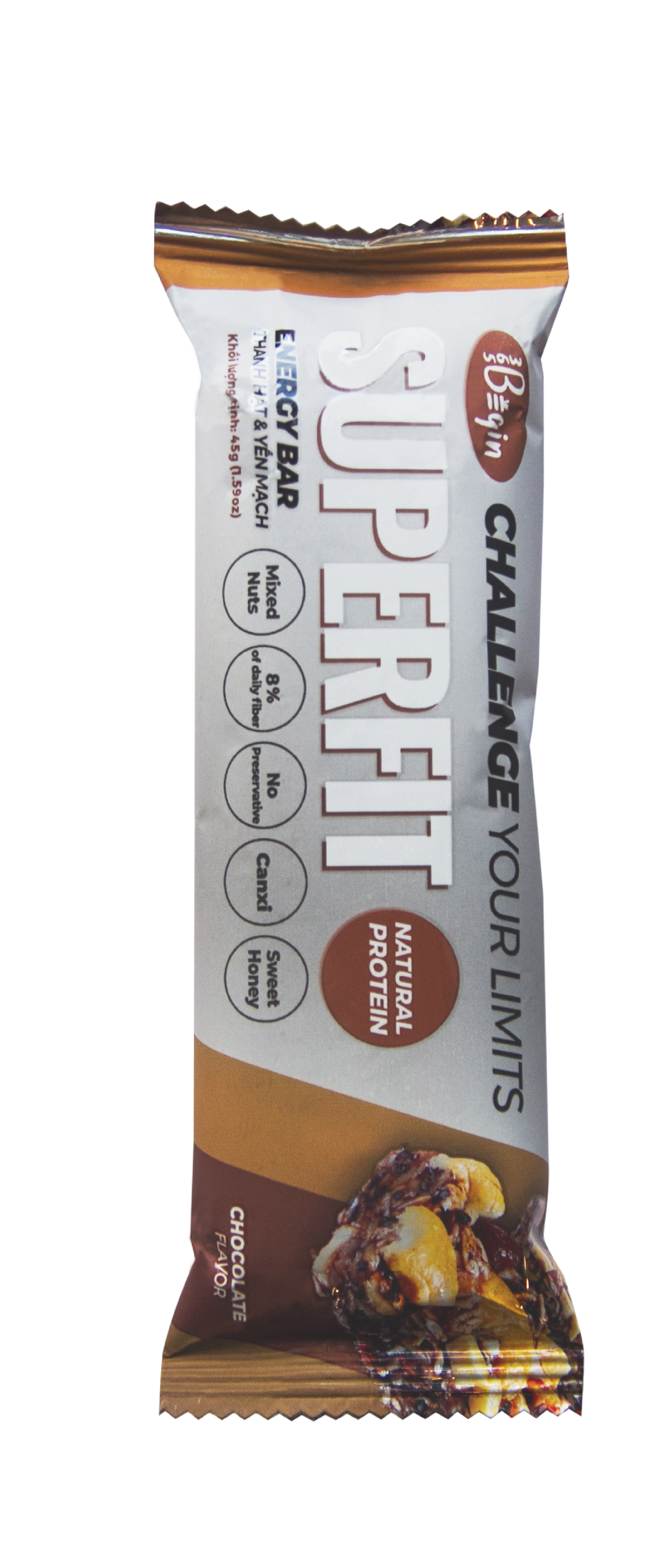 Thanh Bánh Ăn Sáng Yến Mạch Và Các Loại Hạt 365 BEGIN – SUPERFIT Chocolate Energy Bar 270gr (Hộp 6 thanh năng lượng)