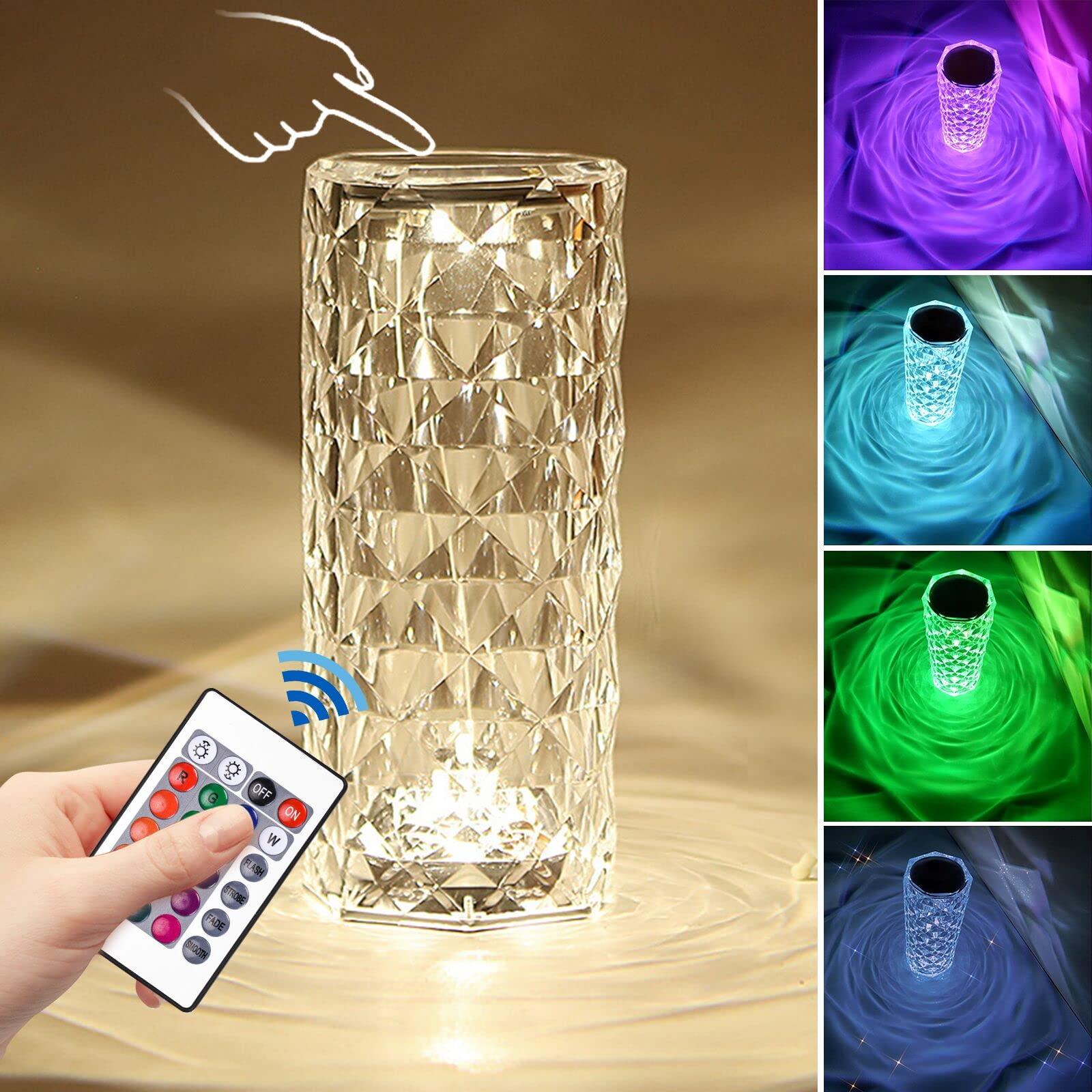 Đèn pha lê đèn LED LED Đèn LED Đèn đêm Acrylic Touch Touch điều khiển từ xa Đèn Tinge  16 màu và 7 Chế độ thay đổi màu