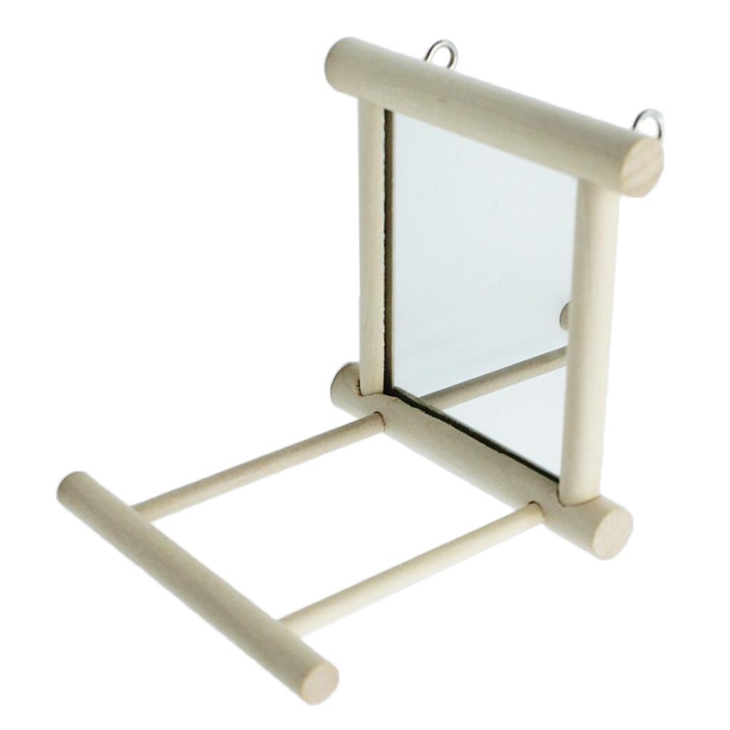 Pet Bird Cage Perches Stand Platform + Bird Swing Hanging Play with Mirror