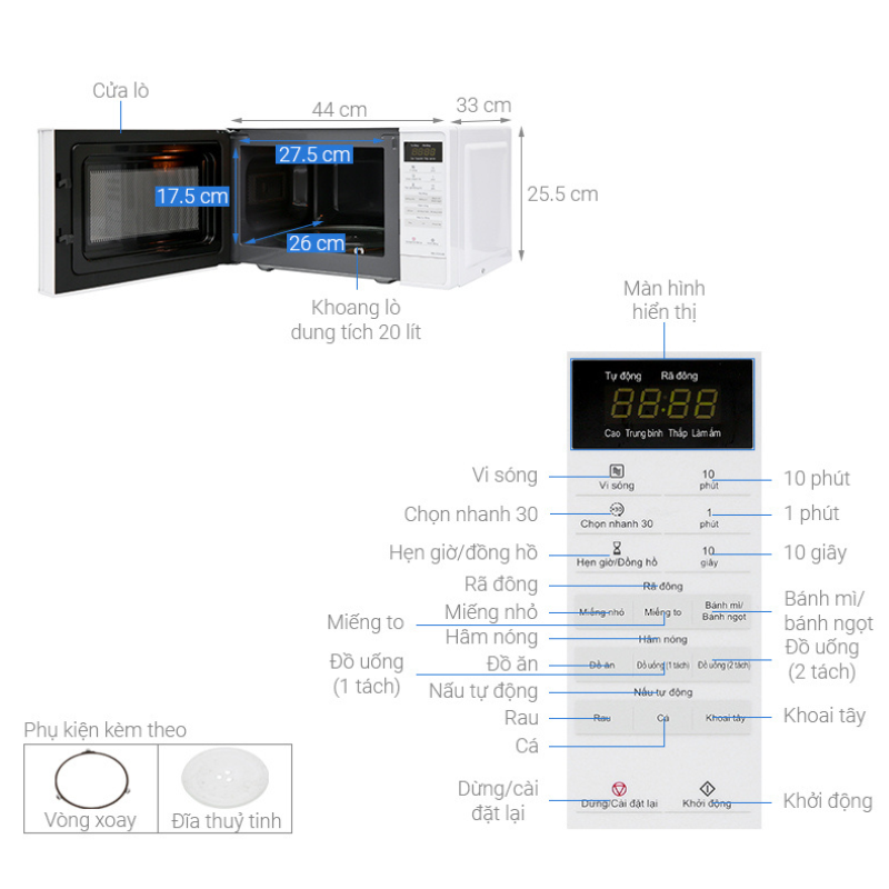 Lò Vi Sóng Điện Tử Panasonic NN-ST25JWYUE - Hàng Chính Hãng