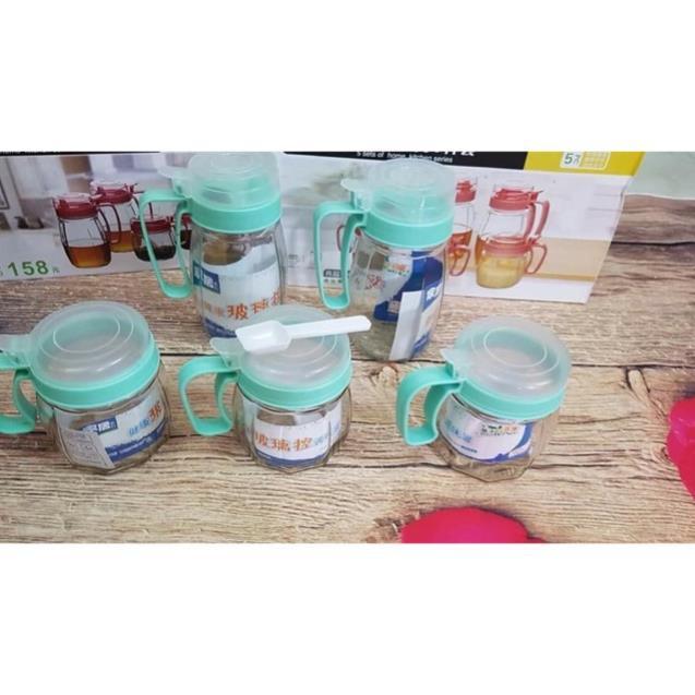Set 5 hũ gia vị thuỷ tinh loại đẹp