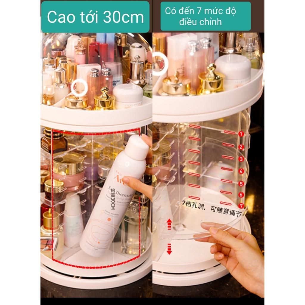 Hộp đựng mỹ phẩm xoay 360 độ có nắp đậy đựng được chai cao 30cm