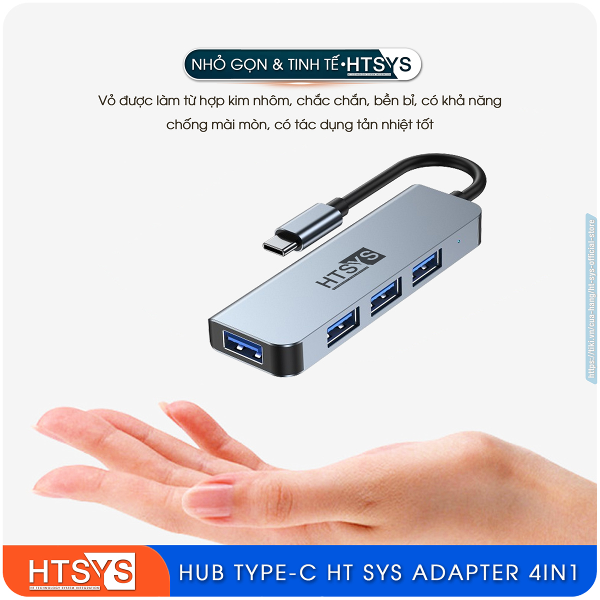 Hub Type C Và Hub USB HT SYS 4 in 1 To USB 3.0 - Hàng Chính Hãng