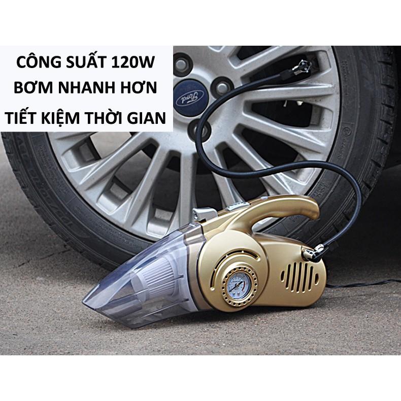 Máy Hút Bụi Ô Tô Cầm Tay, Máy Bơm Lốp Xe Kiêm Hút Bụi 4 Trong 1 Cho Ô Tô