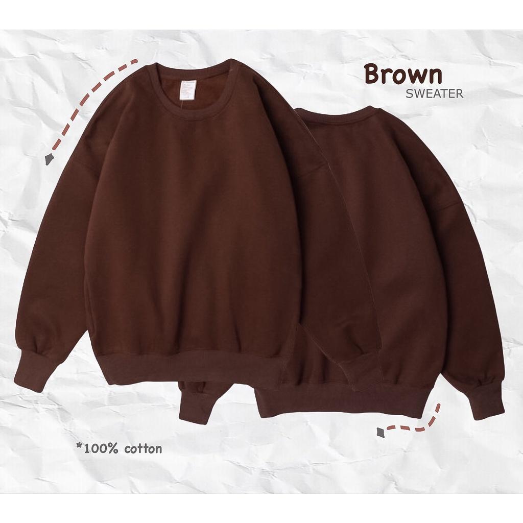 Áo Sweater lót lông nam nữ MEANSTORE nỉ oversize Unisex form rộng Ulzzang Hàn Quốc chất mềm mịn - Vàng, Nâu 5296