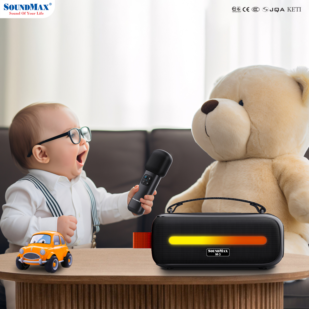 SoundMax Loa Di Động Bluetooth Xách Tay M-3 Tặng Kèm Micro Không Dây | Loa Trợ Giảng | Loa Karaoke | Bluetooth Portable Speaker SoundMax M3 with Wirless Microphone - Hàng Chính Hãng