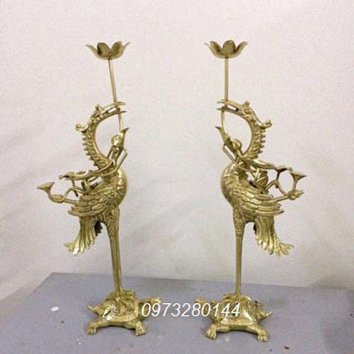 Đôi hạc thờ bằng đồng nguyên chất cao 47cm