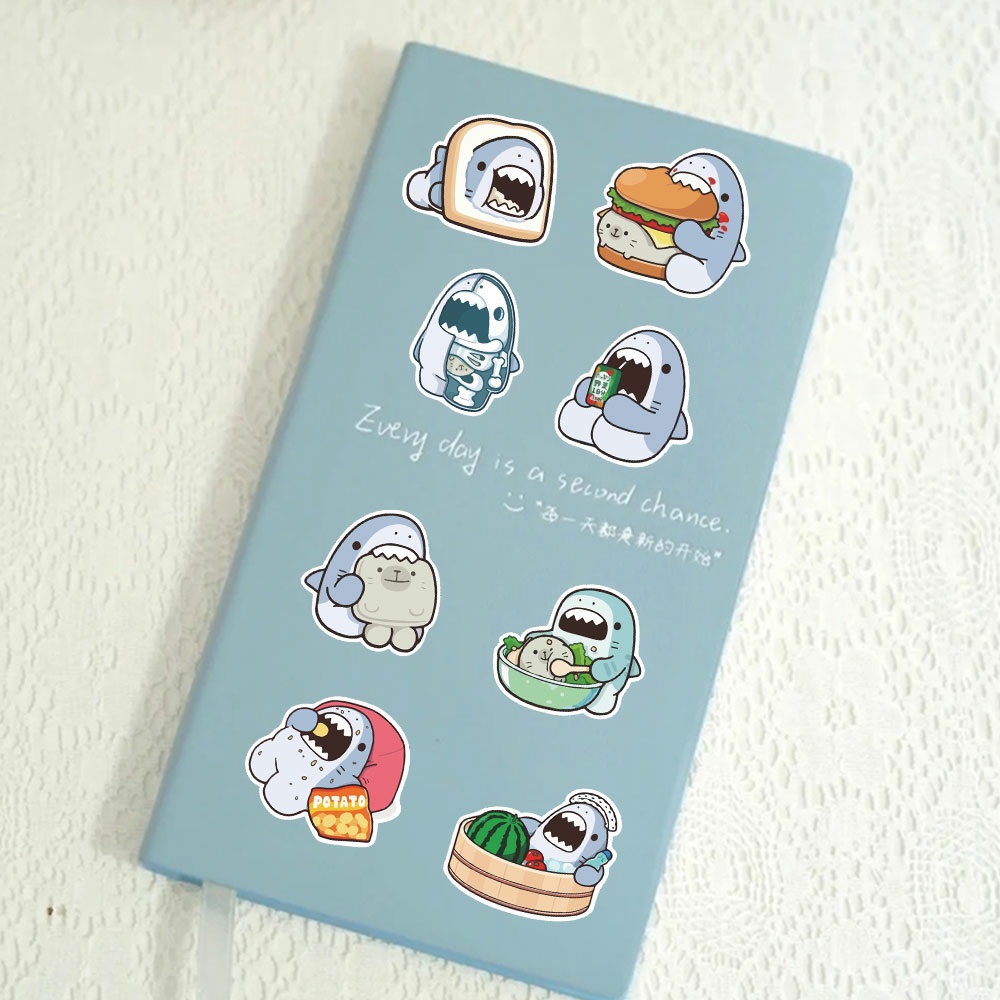 Sticker cá mập samezu đáng yêu decal dán laptop , điện thoại hình dán trang trí