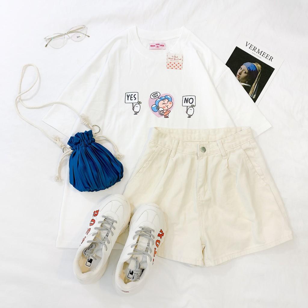 Áo Thun Tay Lỡ Unisex YES NO LOVE YOU Form Rộng Ulzzang