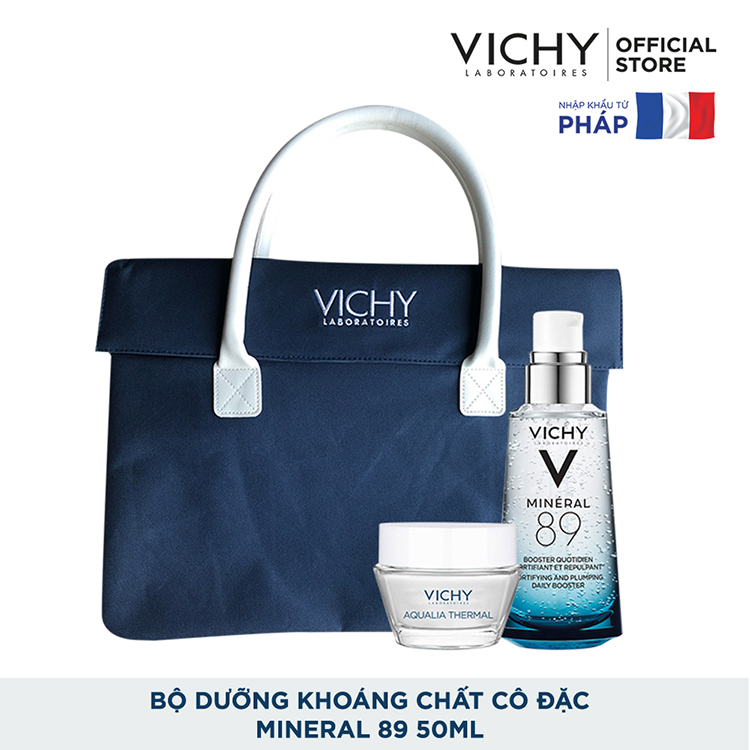 Bộ Sản Phẩm Dưỡng Chất (Serum) Giàu Khoáng Chất Vichy Mineral 89 50ml Giúp Da Sáng Mịn Và Căng Mượt Tặng Túi Laptop Vichy Cao Cấp