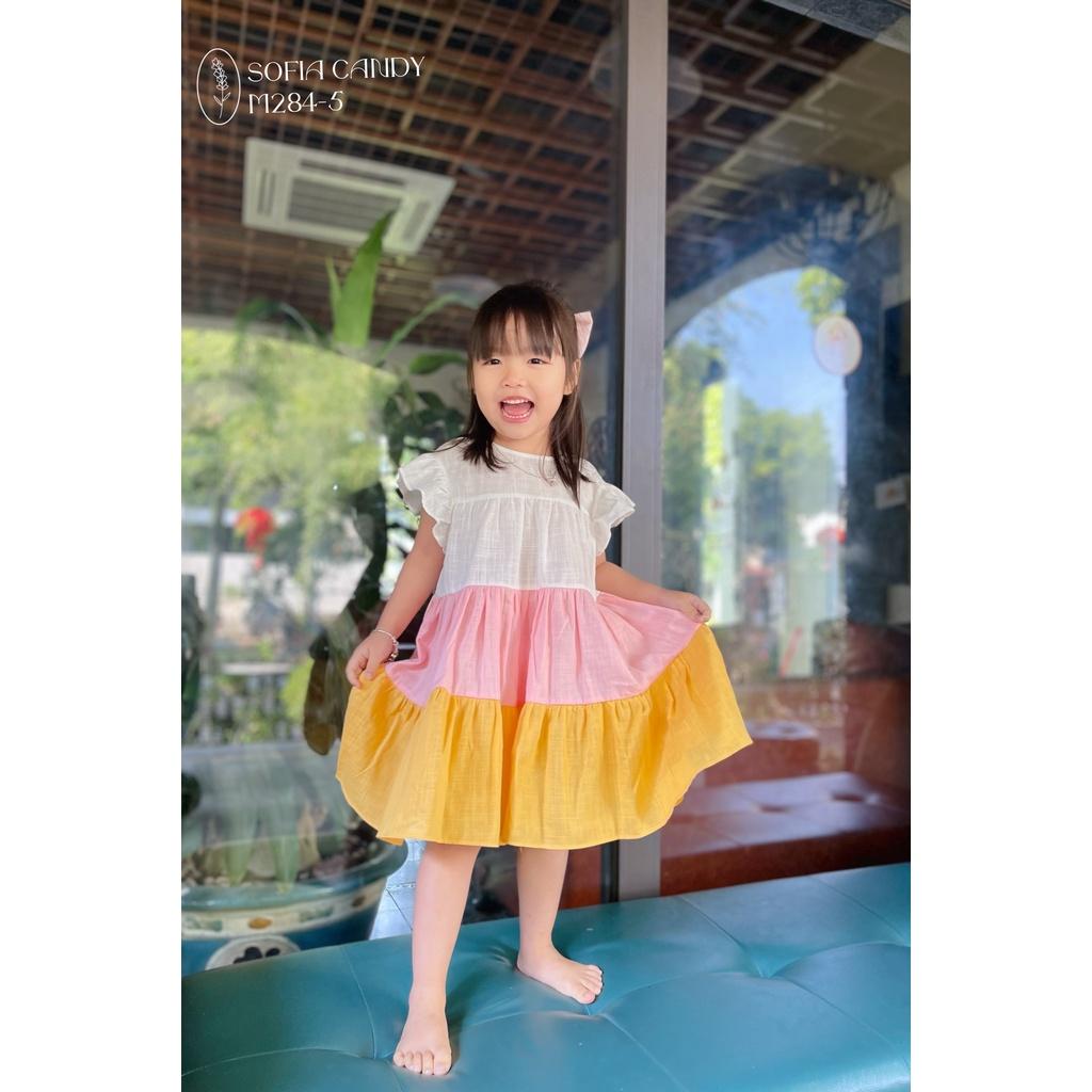 ĐẦM TẦNG LINEN PHỐI MÀU XINH XẮN