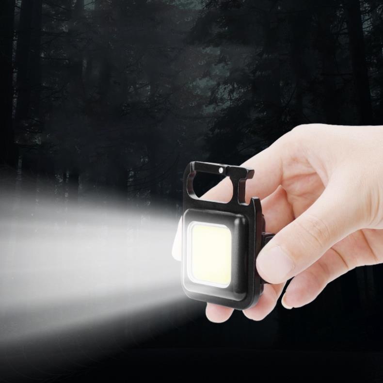 Đèn pin mini LED siêu sáng Vinetteam COB dùng làm móc khoá mở nắp chai đa năng sạc usb tích điện có led nhấp nháy - hàng chính hãng