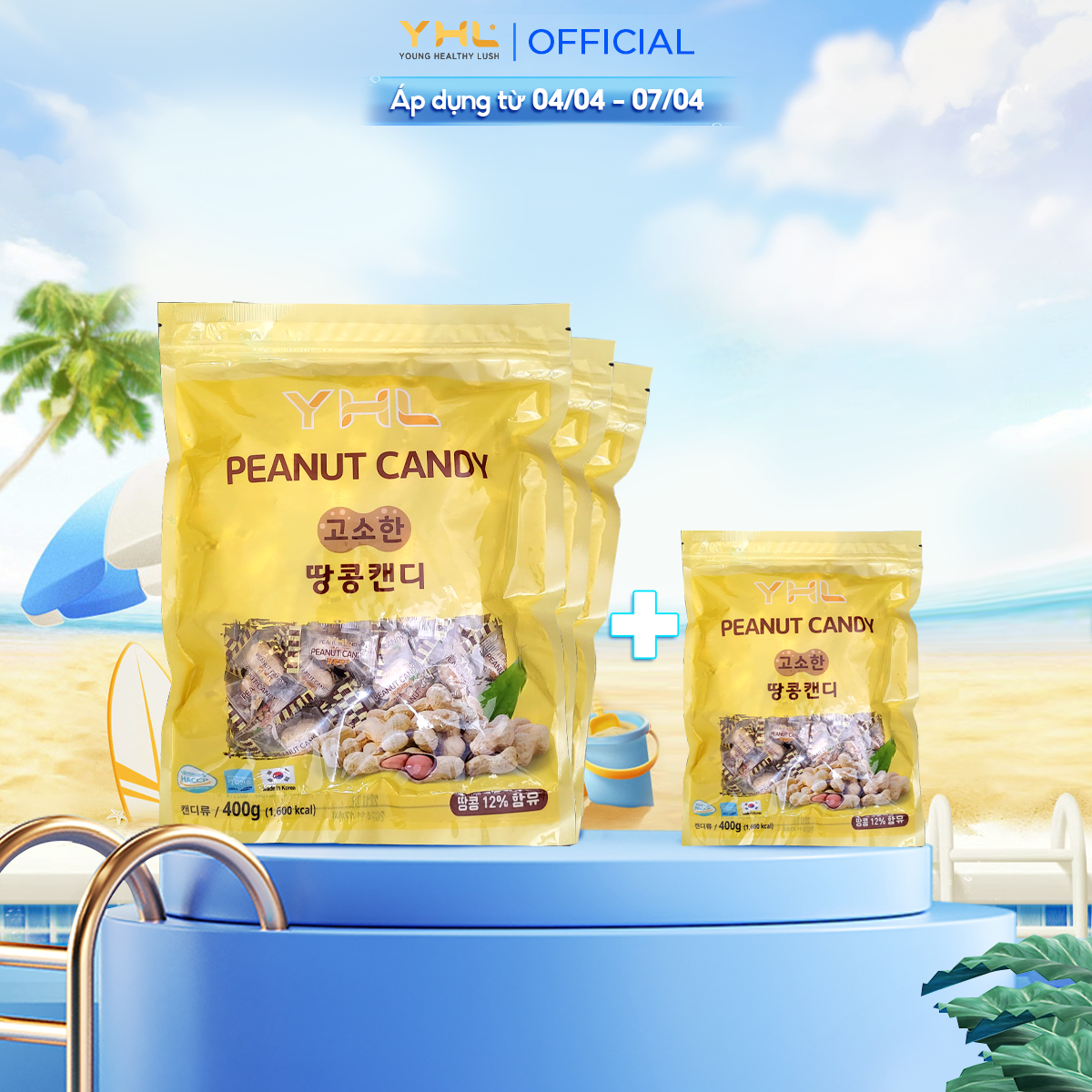 [MUA 3 TẶNG 1] Kẹo đậu phộng YHL