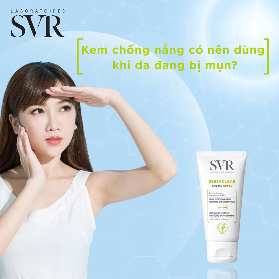 Kem làm giảm mụn và chống nắng SPF50 SVR Sebiaclear Creme SPF50 50ml