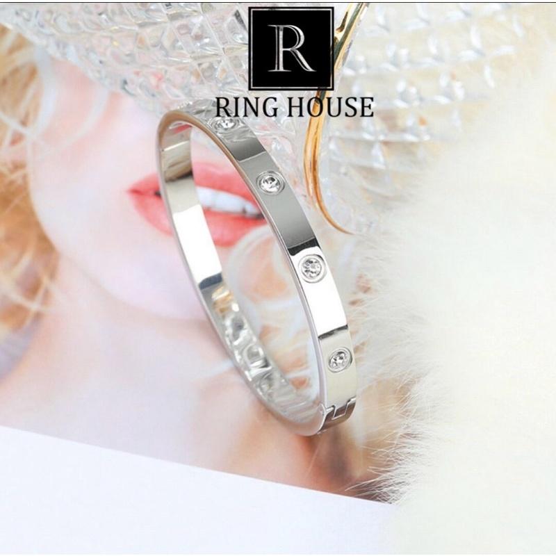 B5 Vòng Tay Nữ cuff Carti Đính Ngọc Titan Không Đen Sáng Đẹp Ring House