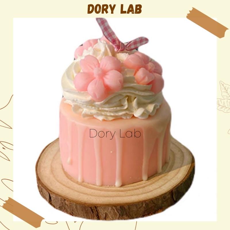 Nến Thơm Bánh Kem Hoa Đào Nhiều Mùi Hương Handmade - Dory Lab