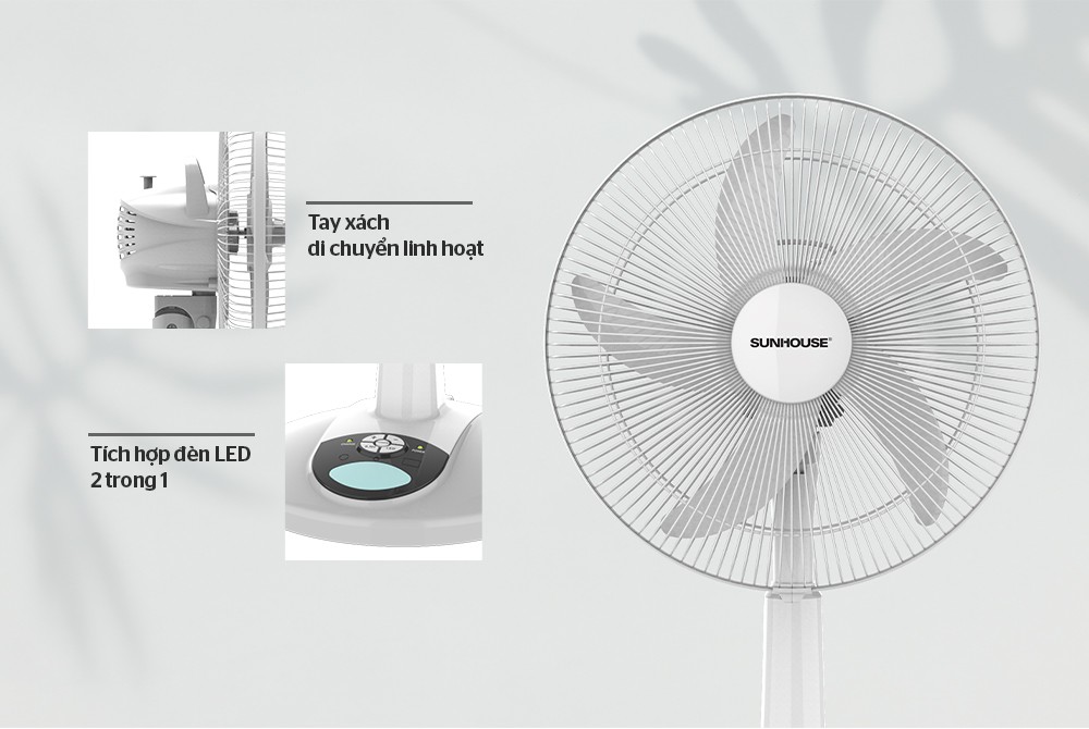 Quạt Sạc Tích Điện Sunhouse SHD7228 - Hàng Chính Hãng