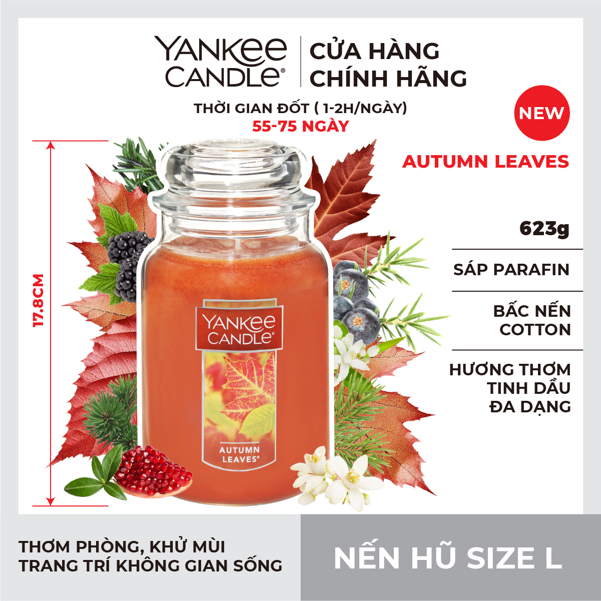 Nến hũ Yankee Candle size L - Autumn Leaves (623g)