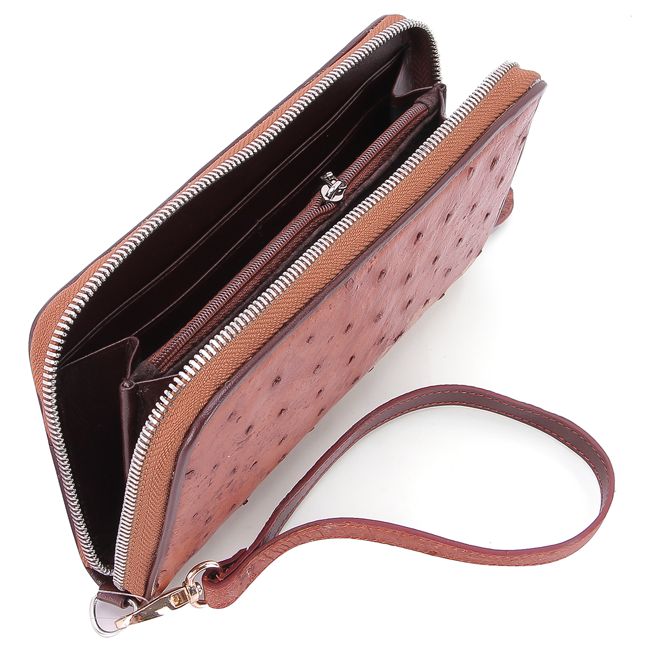 Ví nữ da đà điểu màu nâu đỏ HJ93403-14-30-41