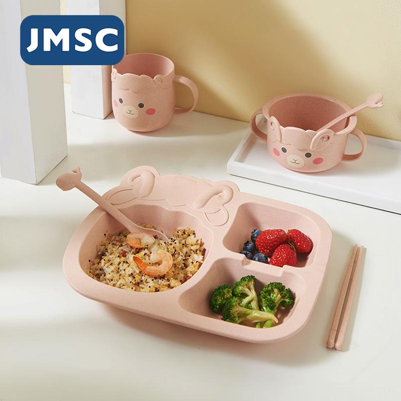 JMSC Bé Khủng Long Bộ Đồ Ăn 6 Trẻ Em Ăn Tối Tre Huấn Luyện Bộ Chén Muỗng Đĩa Dĩa Thả Chịu Ăn món Ăn Tiện Ích