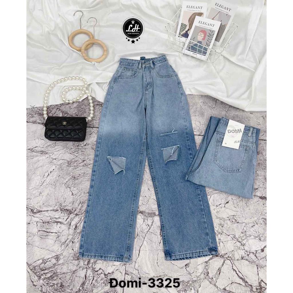 Quần jean rách gối nữ loang màu ulzzang siêu cao Lê Huy Fashion MS 3325