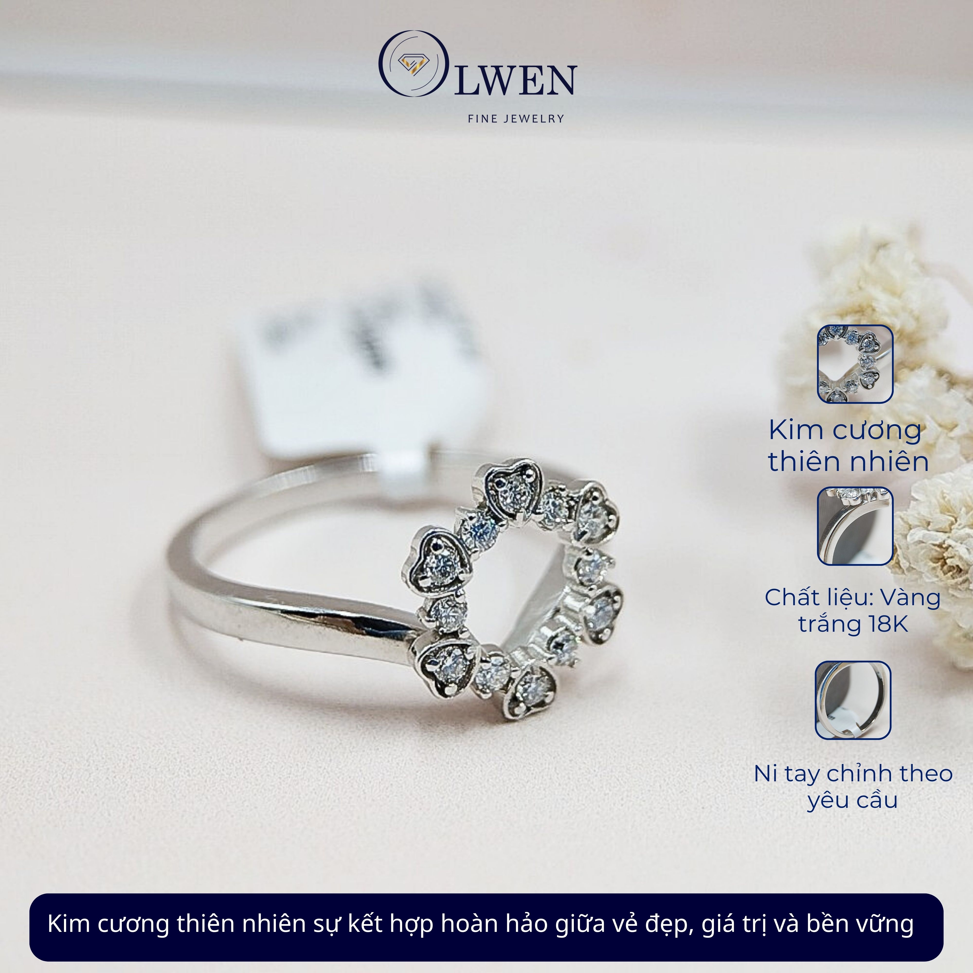 Nhẫn Kim Cương HK 14K HK Olwen HA-R000057