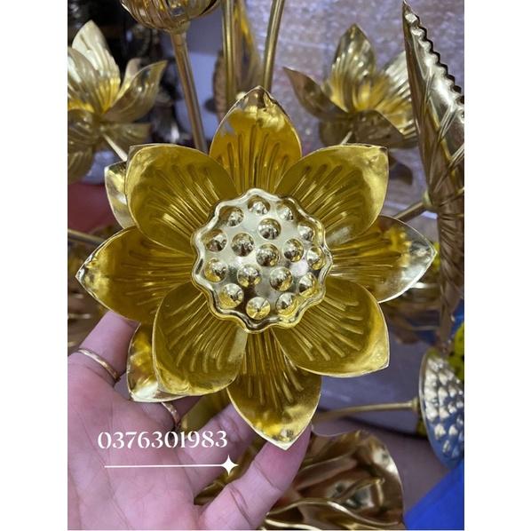 Combo hoa sen đồng vàng 15 cành +1 lọ hoa đồng cao 30cm