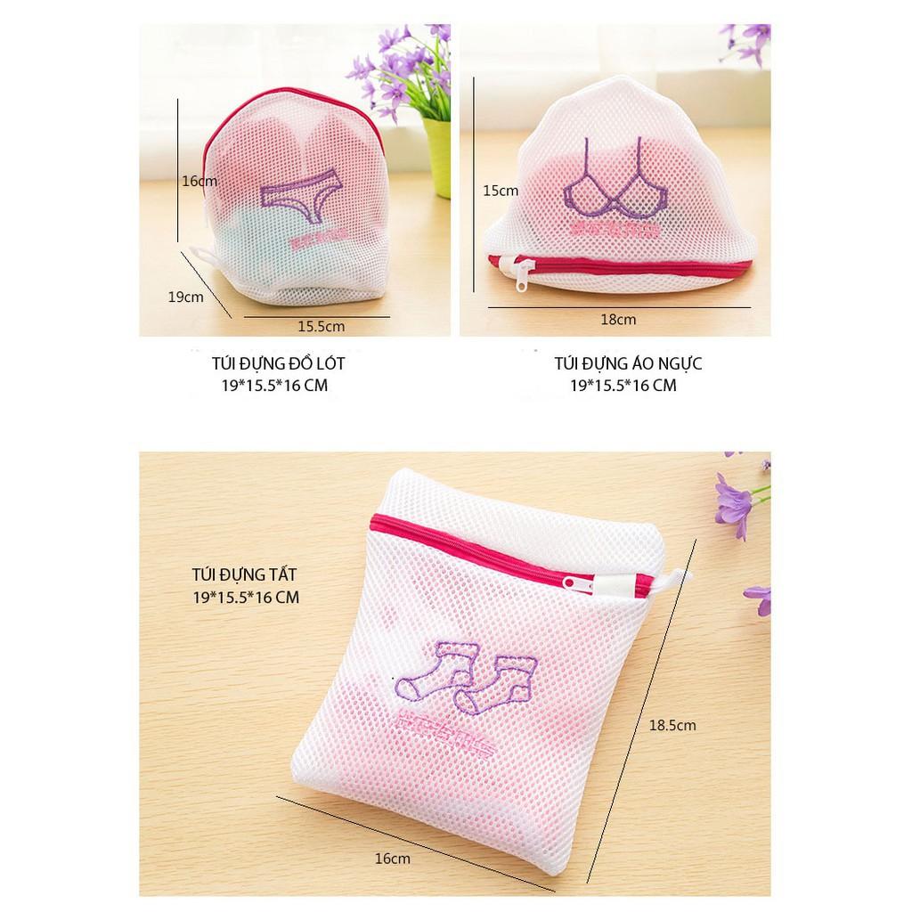 Set 5 Túi Giặt Bảo Vệ Quần Áo, Đồ Lót, Tất, Áo Ngực, Túi Giặt Bảo Quản Quần Áo Kiểu Nhật Dạng Lưới 2 Lớp