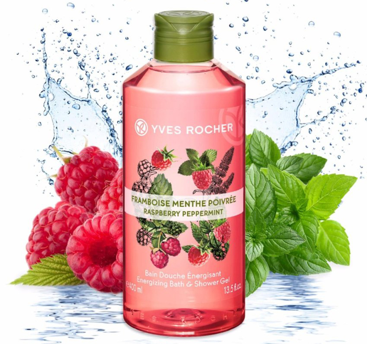 Sữa Tắm Yves Rocher Raspberry Peppermint Energizing Bath &amp; Shower Gel 400ml