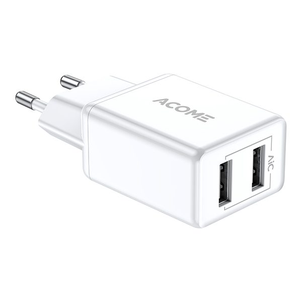 Củ sạc gắn tường nhựa cho di động/điện thoại/máy tính bảng 2 cổng USB - Hàng Chính Hãng