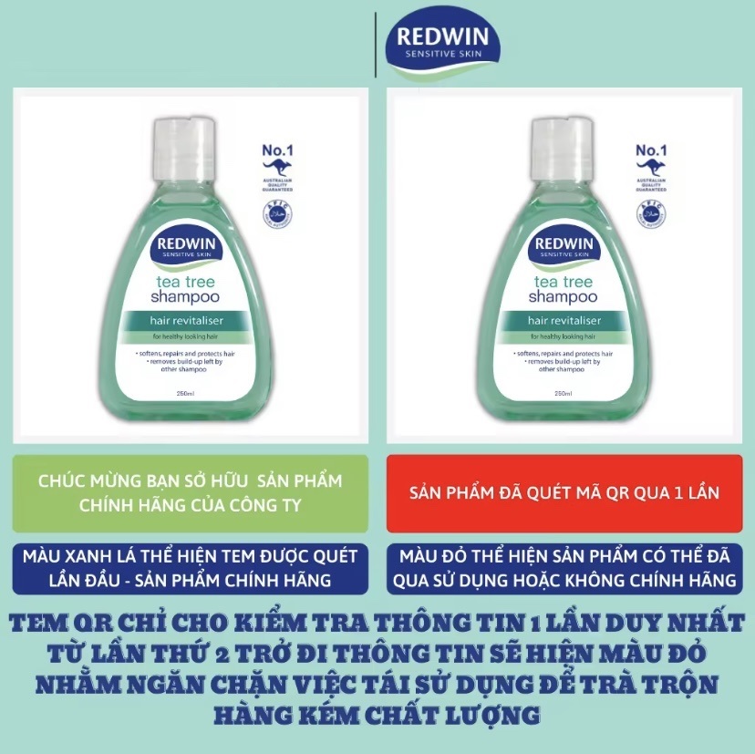 Dầu Gội Redwin Tea Tree Shampoo Trị Gàu Phục Hồi Hư Tổn 250ml