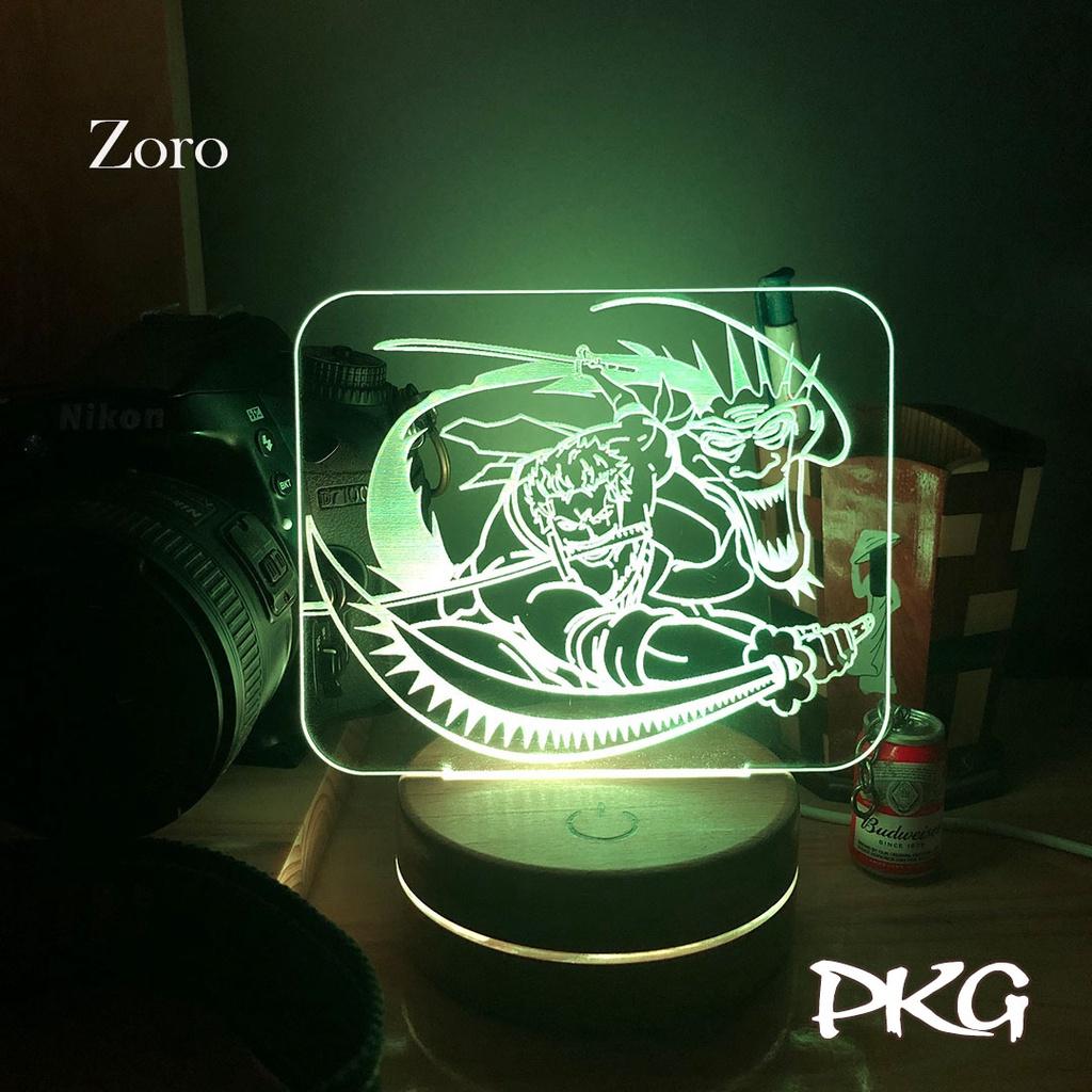 Đèn Ngủ Led 3D ZORO nhân vật Anime phát sáng 16 màu cảm ứng có điều khiển từ xa