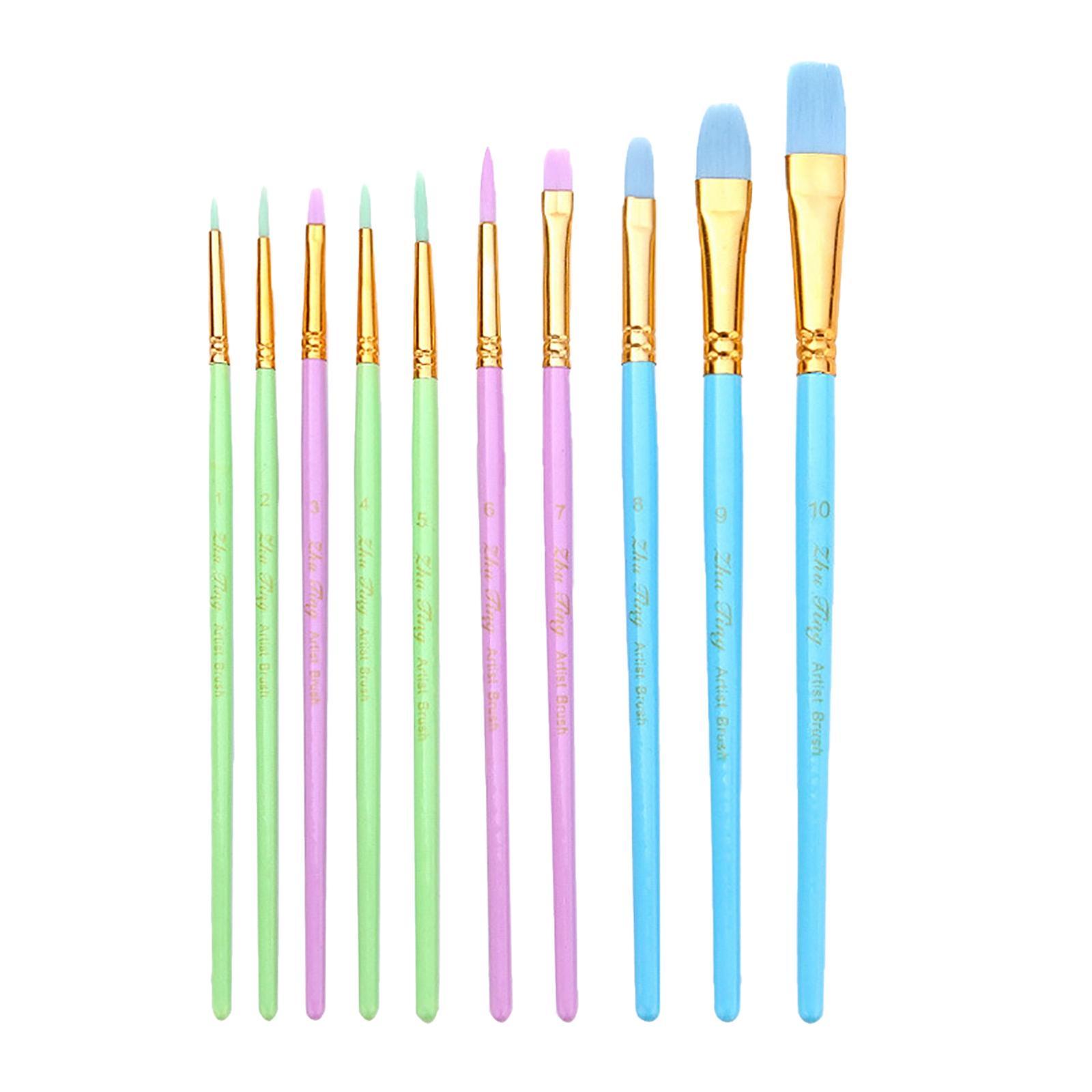 10Pcs Artist Watercolor Paint Brushes Set Detail Painting Kit Craft Supplies for Acrylic Oil