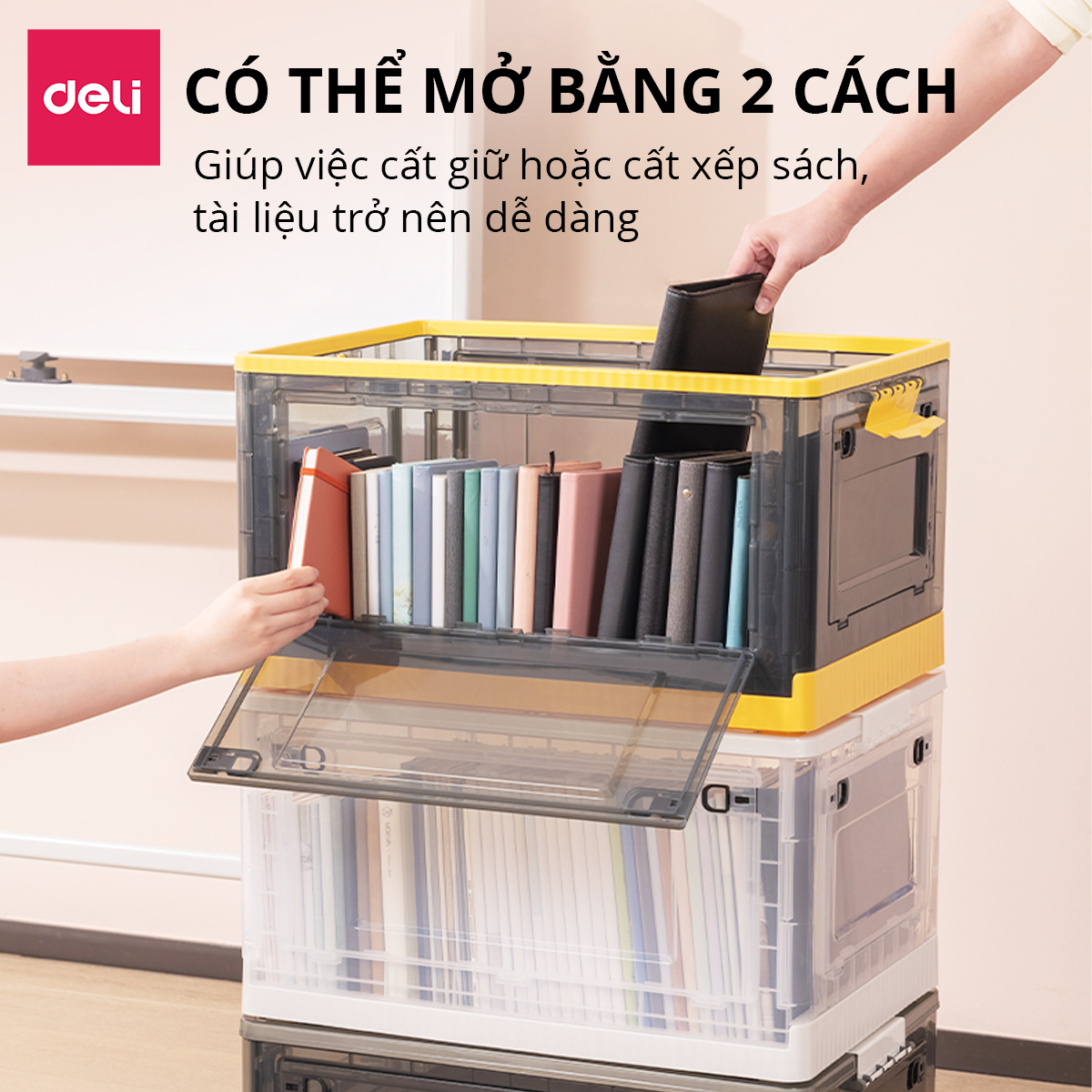 Hộp Nhựa Đựng Đồ Đa Năng Có Nắp Đậy Cao Cấp Nhiều Kích Cỡ Deli - Có Thể Tháo Lắp Tiết Kiệm Không Gian