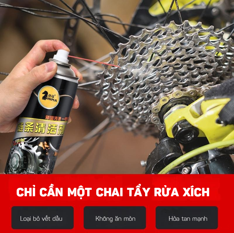 Dung Dịch Vệ Sinh Làm Sạch Xích, Nhông,Sên, Dĩa Xe Đạp, Xe Điện SHIMA 450ML- Hàng Nhập Khẩu