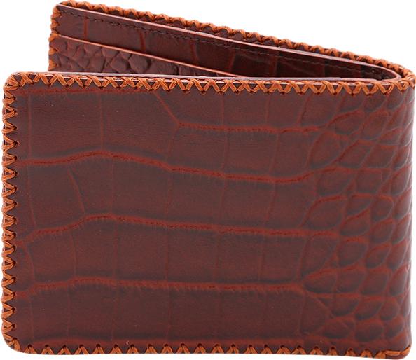 Ví Nam Da Bò Dập Vân Cá Sấu Handmade Bifold Wallet VDN2