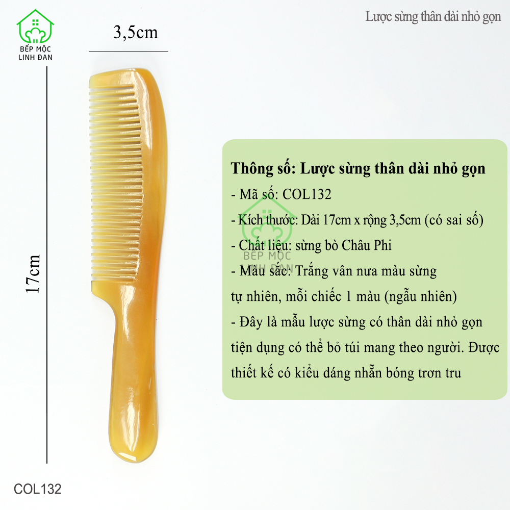 Lược Sừng Thân Dài Nhỏ Gọn  Có Thể Bỏ Túi Xách