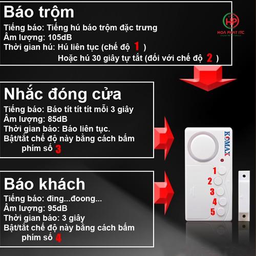 Thiết bị chống trộm gắn cửa, Báo trộm gắn cửa Komax KM-C03 - Hàng Chính hãng