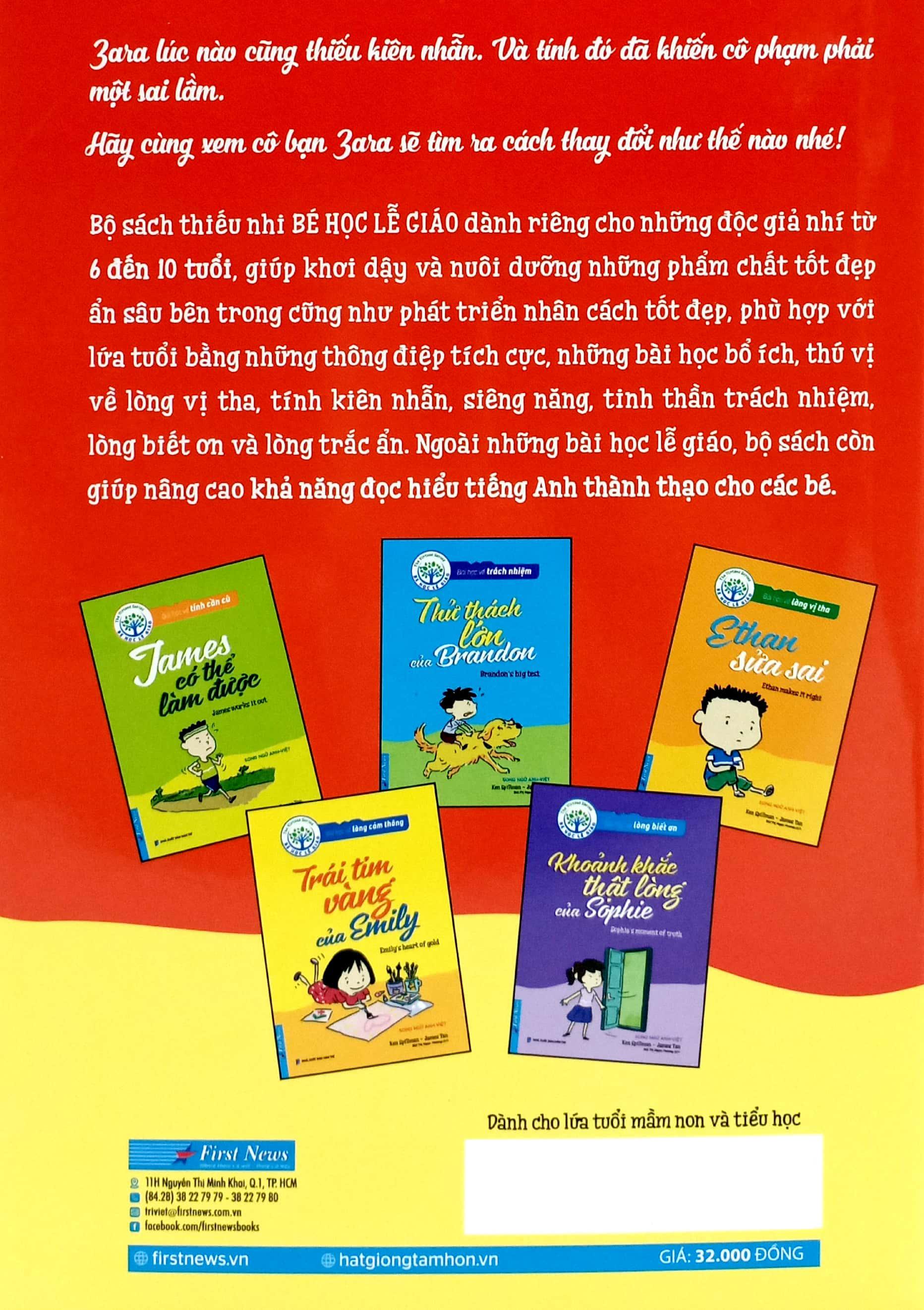 Sách - Bài Học Về Tính Kiên Nhẫn - Đã Đến Lúc Zara Lớn Khôn (Song Ngữ Anh - Việt) (Tái Bản 2024)