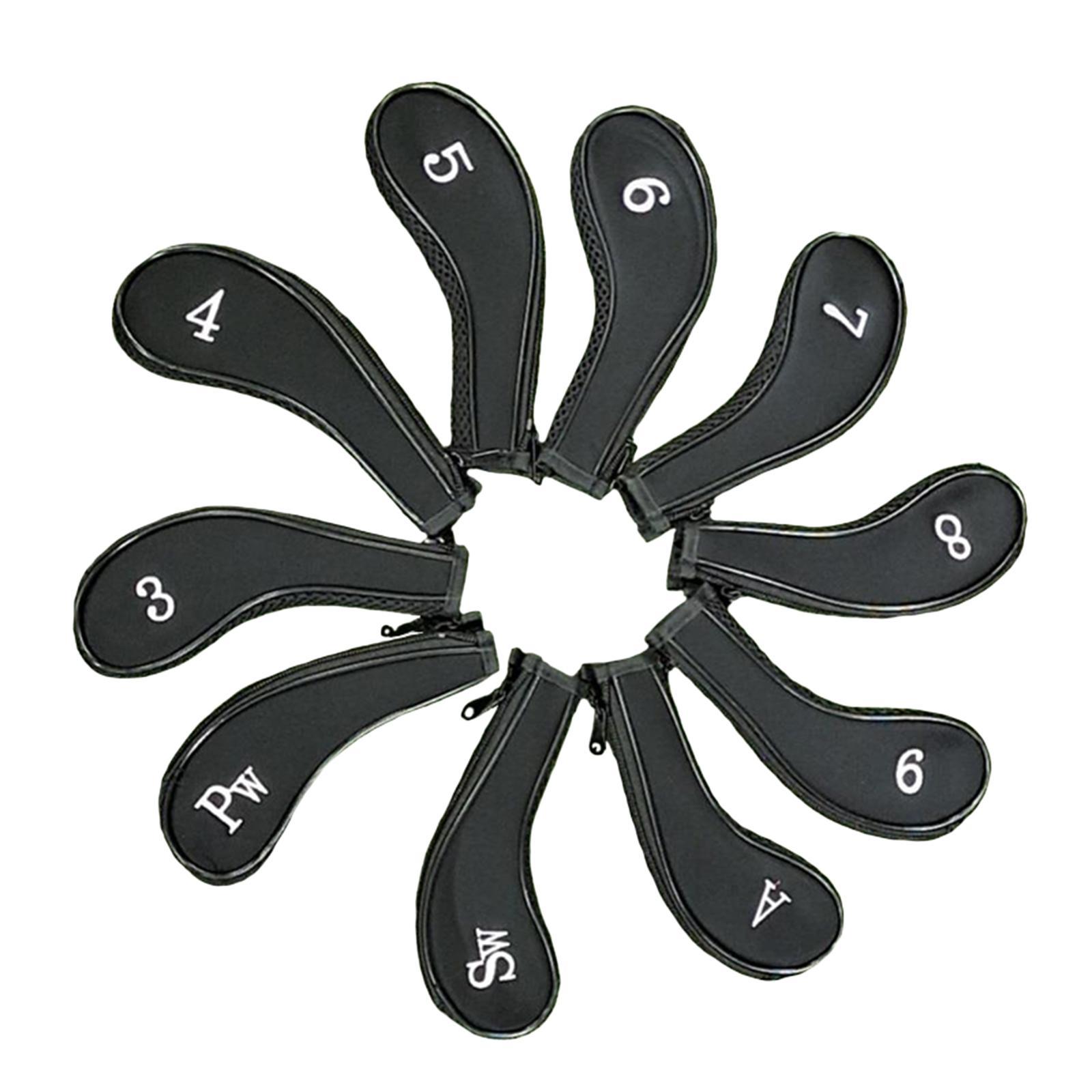 10Pcs Golf Iron Covers Set Golf Club Headcover Sleeve Training Equipment