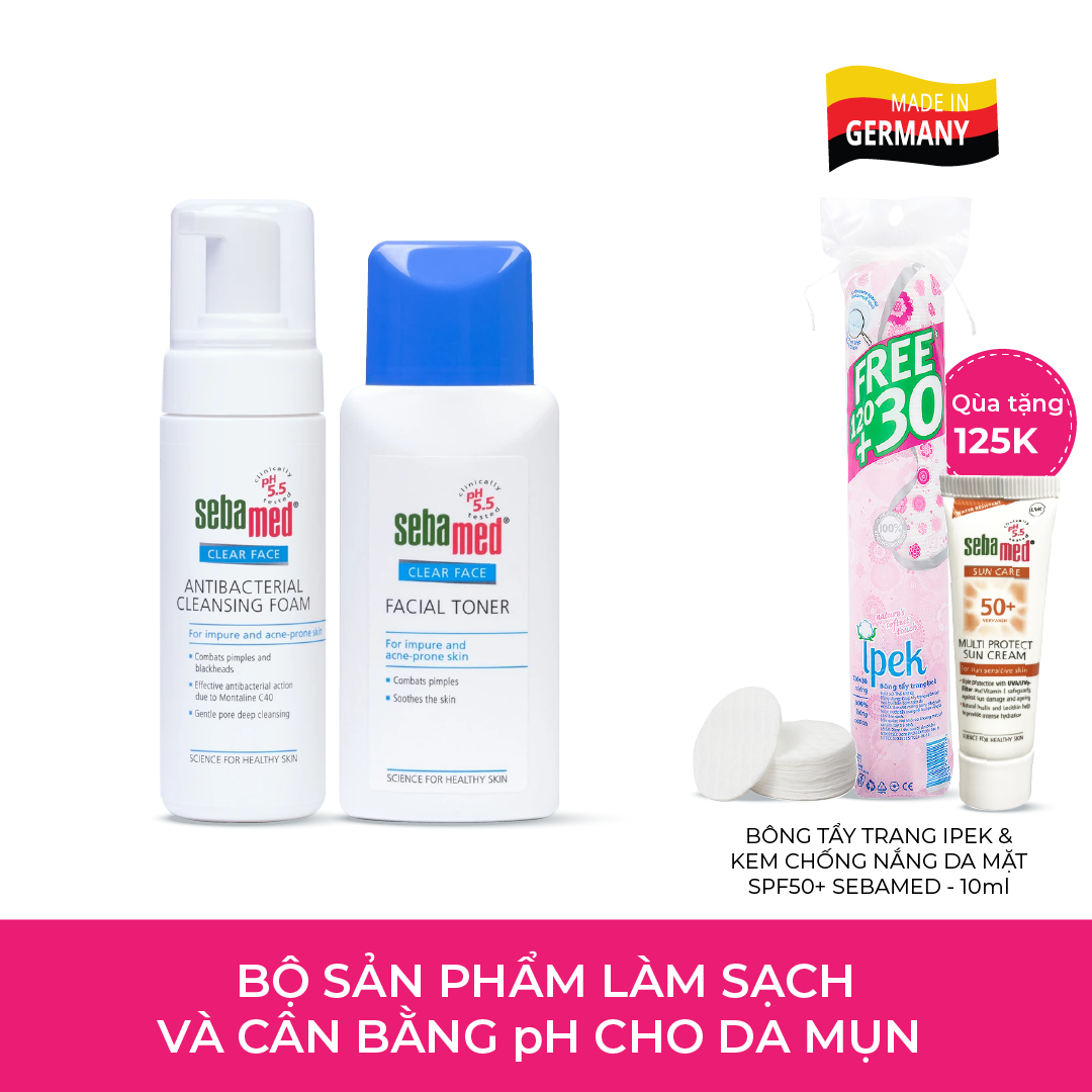 Bộ sản phẩm làm sạch và cân bằng pH cho da mụn Sebamed